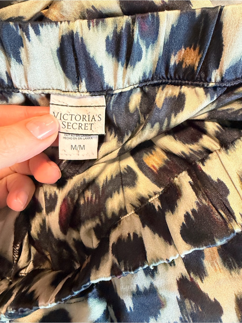Victoria's Secret Leopard Print Satin Pajama Set - Black, Brown, Cream - Picture 7 of 7